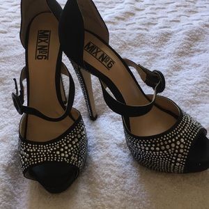 Rhinestone Black High Heels